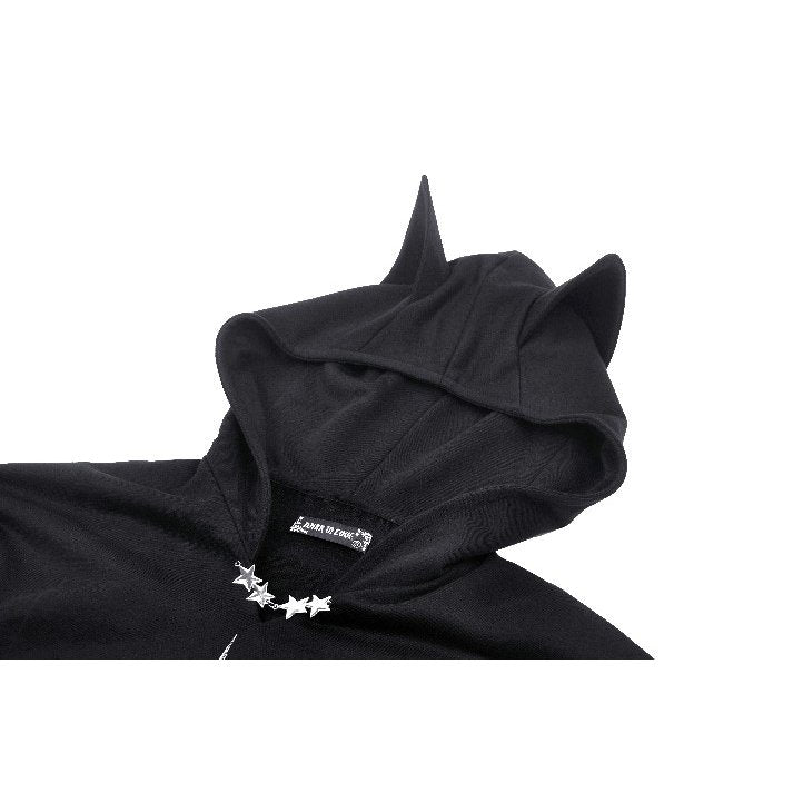 Dark in Love Hellbringer Oversized Hoodie with Tail and Bat Ears - Kate's Clothing