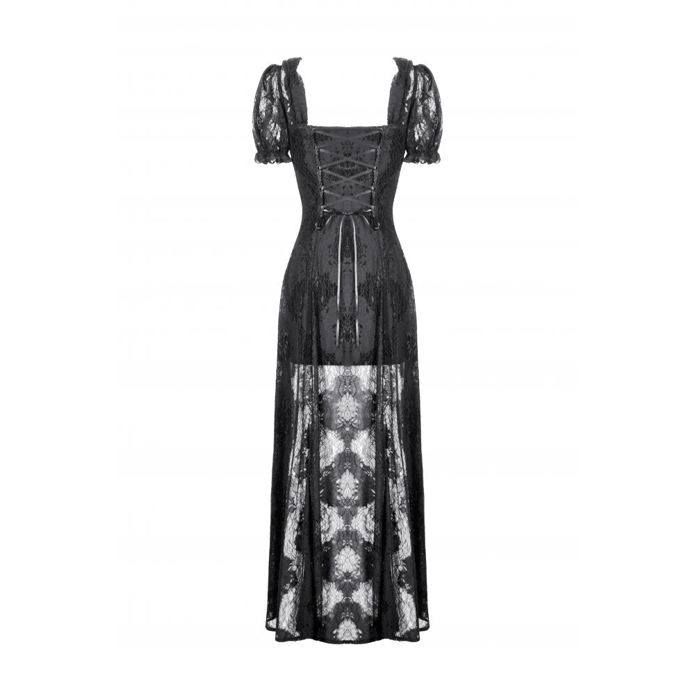 Dark in Love Morwenna Lace Gothic Maxi Dress in Black