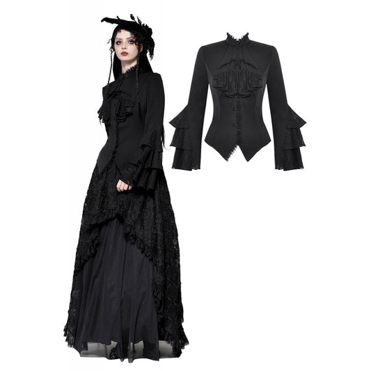 Dark in Love Odesia Gothic Ruffled Ladies Shirt - Kate's Clothing