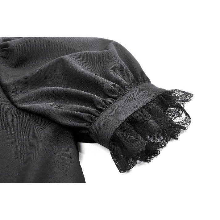 Dark in Love Viktoria Lace Ruffle Gothic Blouse in Black