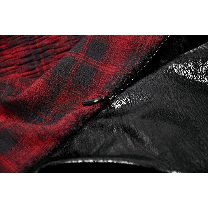 Dark in Love Red Tartan Corset Punk Dress with Handkerchief Skirt