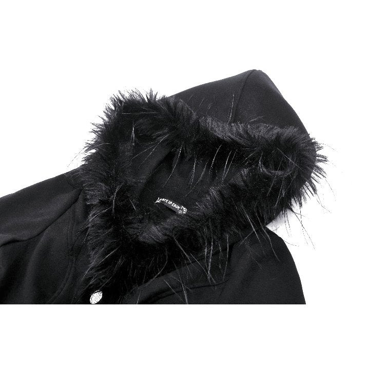 Dark in Love Eira Lace and Faux Fur Trimmed Hooded Coat - Kate's Clothing