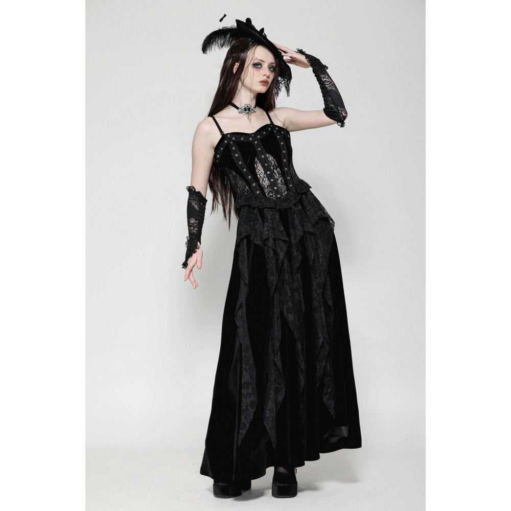 Dark in Love Fia Romantic Gothic Hollow Waist Maxi Dress - Kate's Clothing