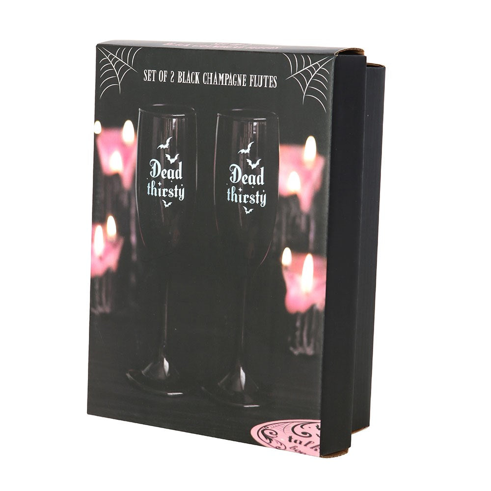 Gothic Gifts Set of 2 Dead Thirsty Champagne Flutes