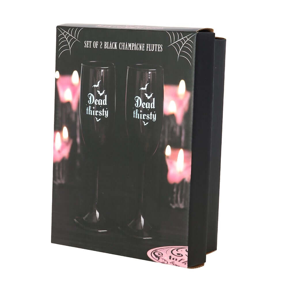 Gothic Gifts Set of 2 Dead Thirsty Champagne Flutes - Kate's Clothing