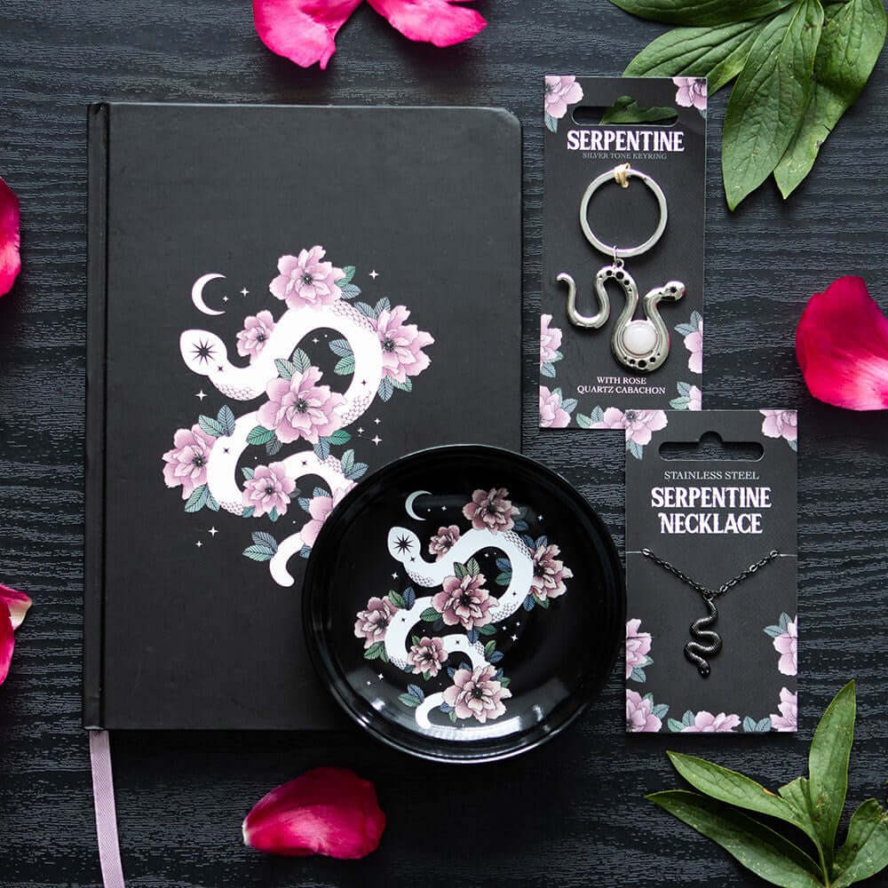 Gothic Gifts Snake Keyring with Rose Quartz Crystal - Kate's Clothing