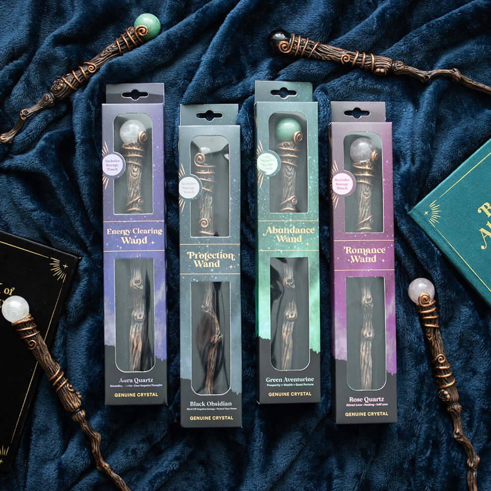 Gothic Gifts Black Obsidian Crystal Wand with Pouch - Kate's Clothing