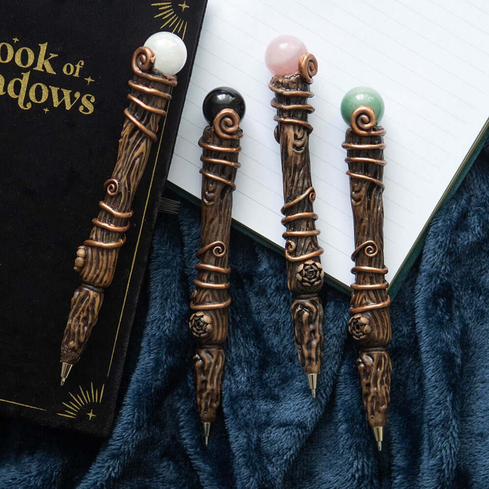 Gothic Gifts Black Obsidian Crystal Wand Pen - Kate's Clothing