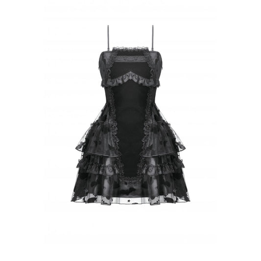 Dark in Love Morwenna Bat Mesh Layered Goth Mini Dress