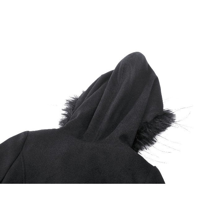 Dark in Love Eira Lace and Faux Fur Trimmed Hooded Coat - Kate's Clothing