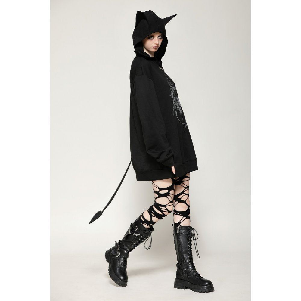 Dark in Love Hellbringer Oversized Hoodie with Tail and Bat Ears - Kate's Clothing