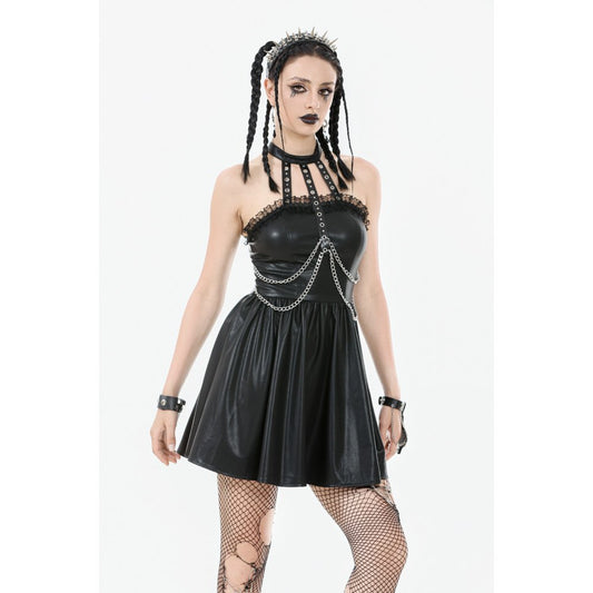 Dark in Love Valentina Red Velvet Mesh Panel Goth Dress