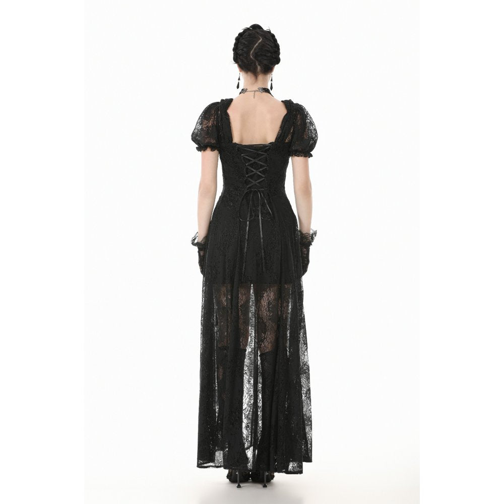 Dark in Love Morwenna Lace Gothic Maxi Dress in Black