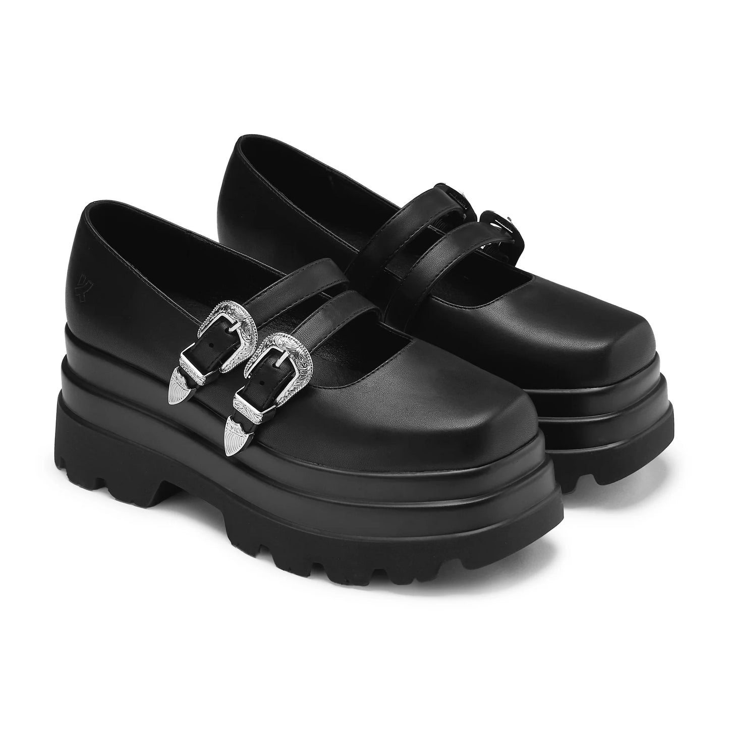Koi Damona Trident Ornate Buckle Mary Janes Shoes in Black