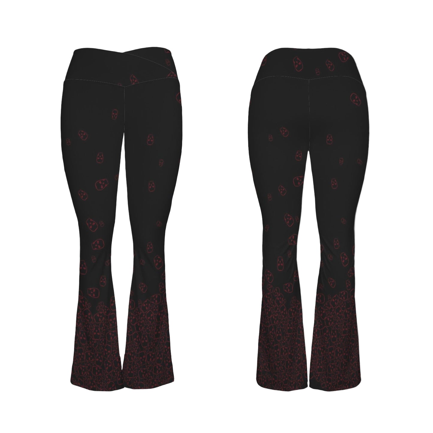 ANTIBrand black flared leggings with red skull cascade print