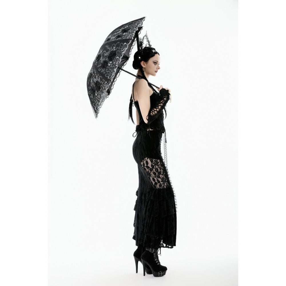 Dark in Love Belladonna Embroidered Folding Parasol
