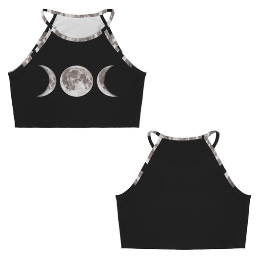 ANTIBrand Triple Moon Goddess halter crop top with lunar motif