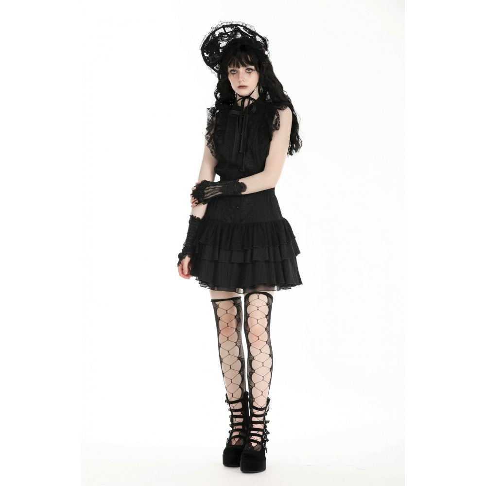 Dark in Love Evelina Sleeveless Tiered Goth Dress