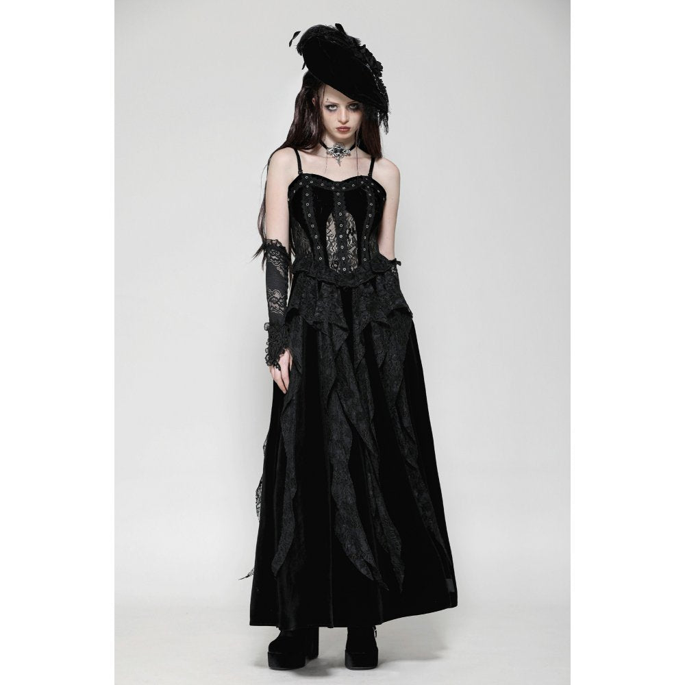 Dark in Love Fia Romantic Gothic Hollow Waist Maxi Dress - Kate's Clothing