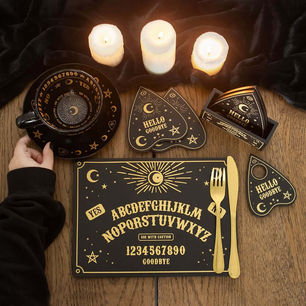 Gothic Gifts Black Talking Board Planchette Coaster Set - Kate's Clothing