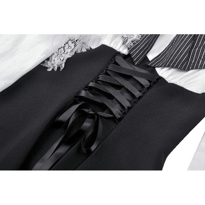 Dark in Love Aella Frozen Shoulder Effect Black and White Dress - Kate's Clothing