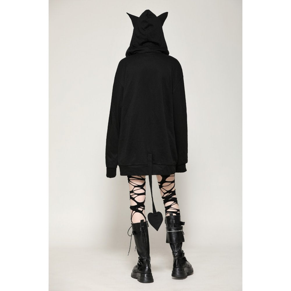 Dark in Love Hellbringer Oversized Hoodie with Tail and Bat Ears - Kate's Clothing
