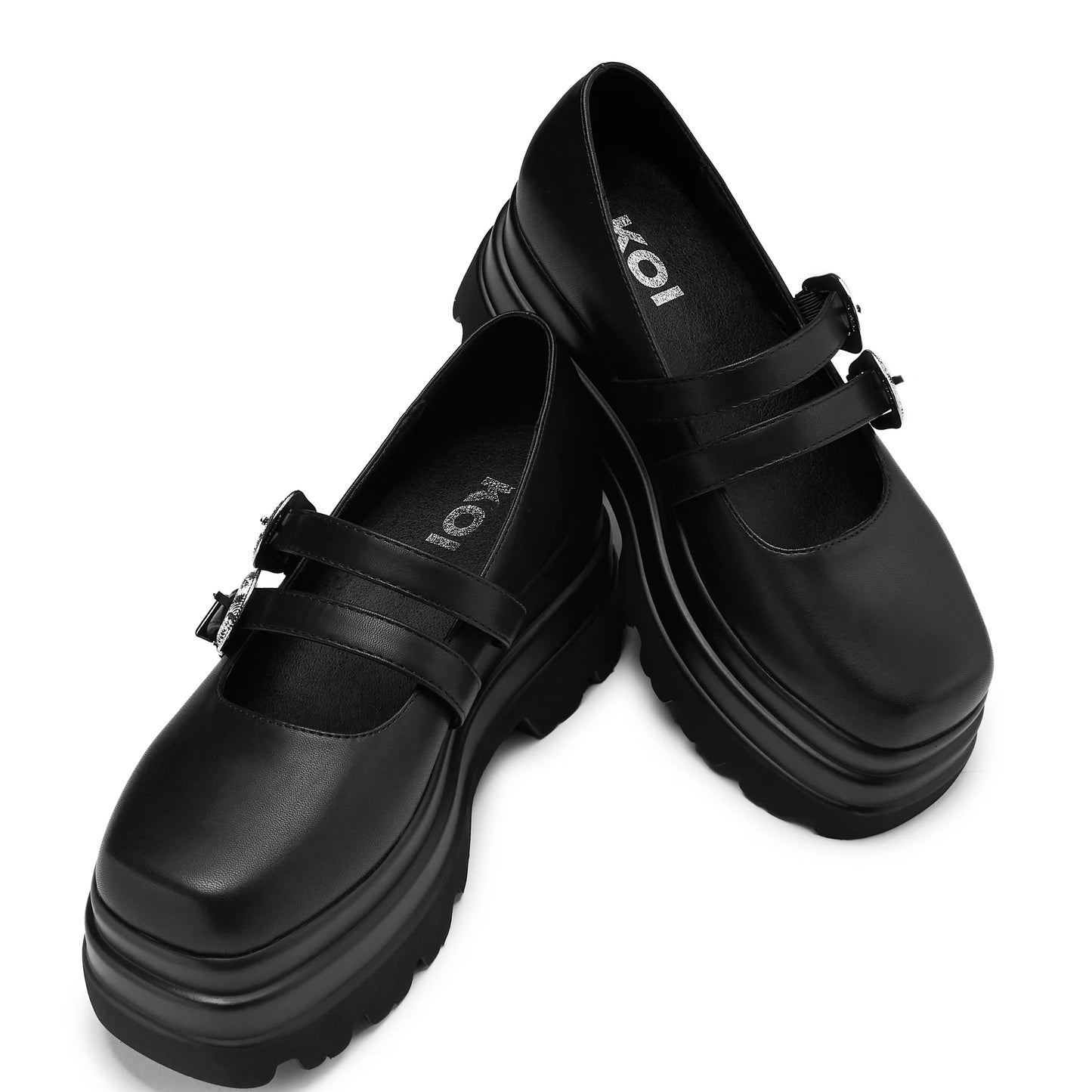 Koi Damona Trident Ornate Buckle Mary Janes Shoes in Black