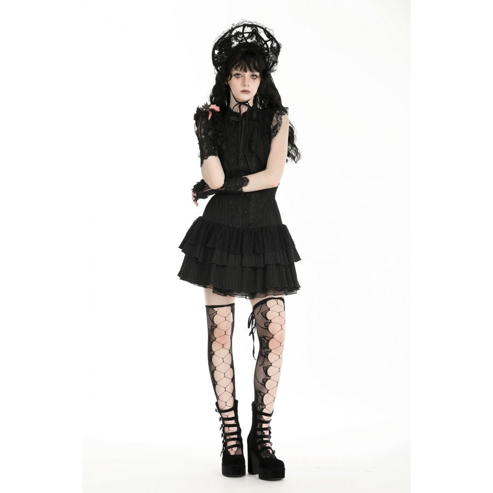 Dark in Love Evelina Sleeveless Tiered Goth Dress