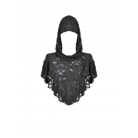Dark in Love Nyx Distressed Shredded Hooded Poncho