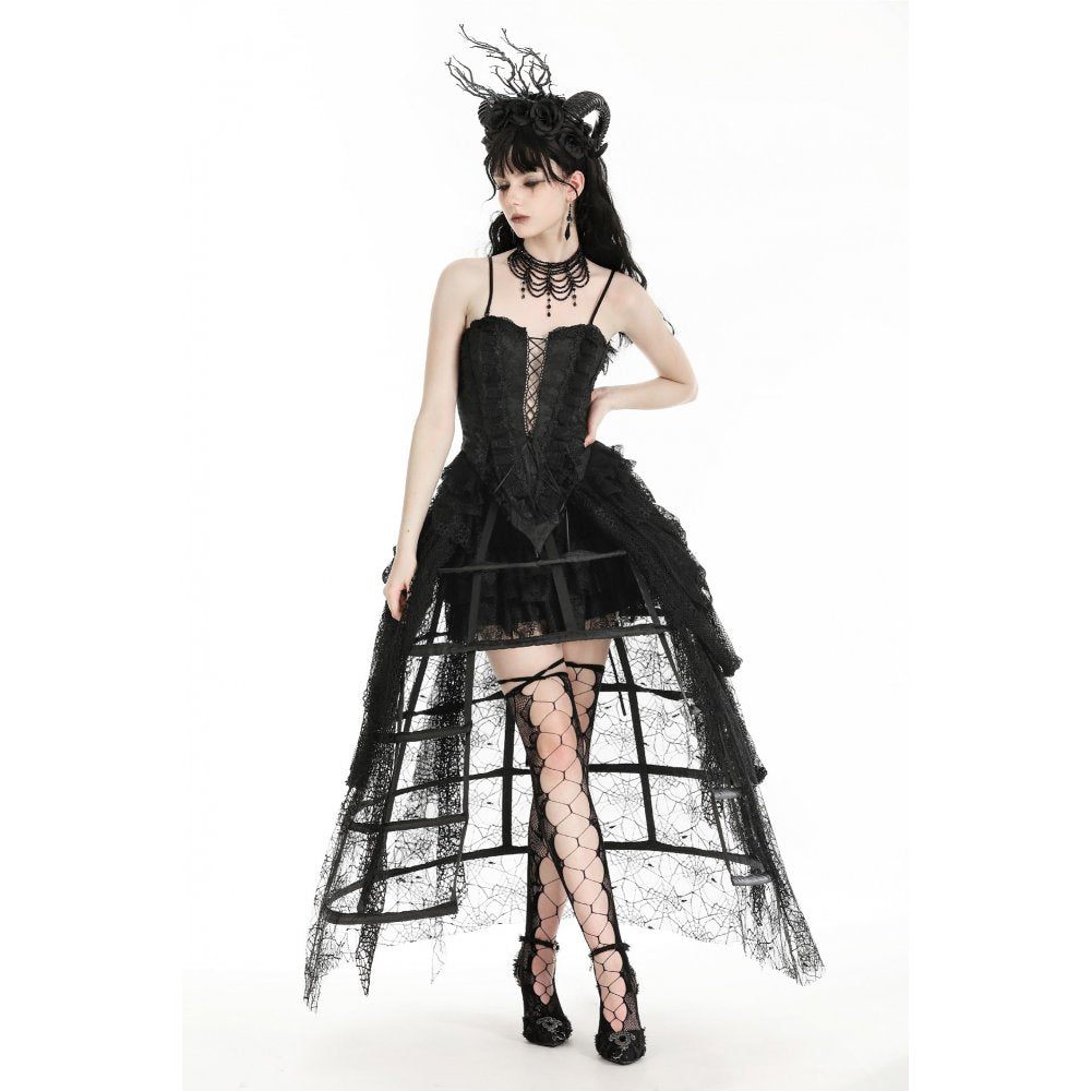 Dark in Love Azeneth Tattered Spiderweb Birdcage Petticoat Skirt - Kate's Clothing