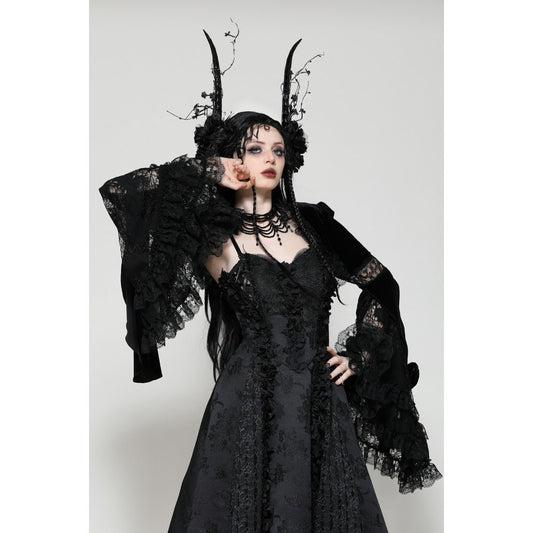 Dark in Love Lavinia Elegant Shrug in Velvet and Lace - Kate's Clothing