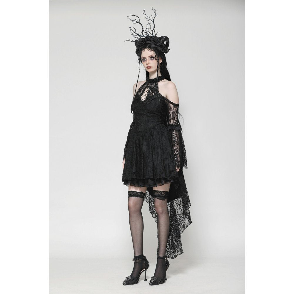 Dark in Love Gem Gothic Vine Lace Tail Dress - Kate's Clothing