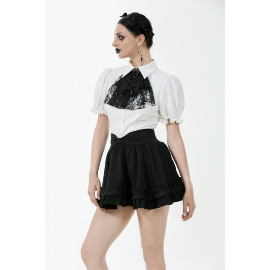 Dark in Love Lolita-Inspired Ruffled Mini Skirt in Black