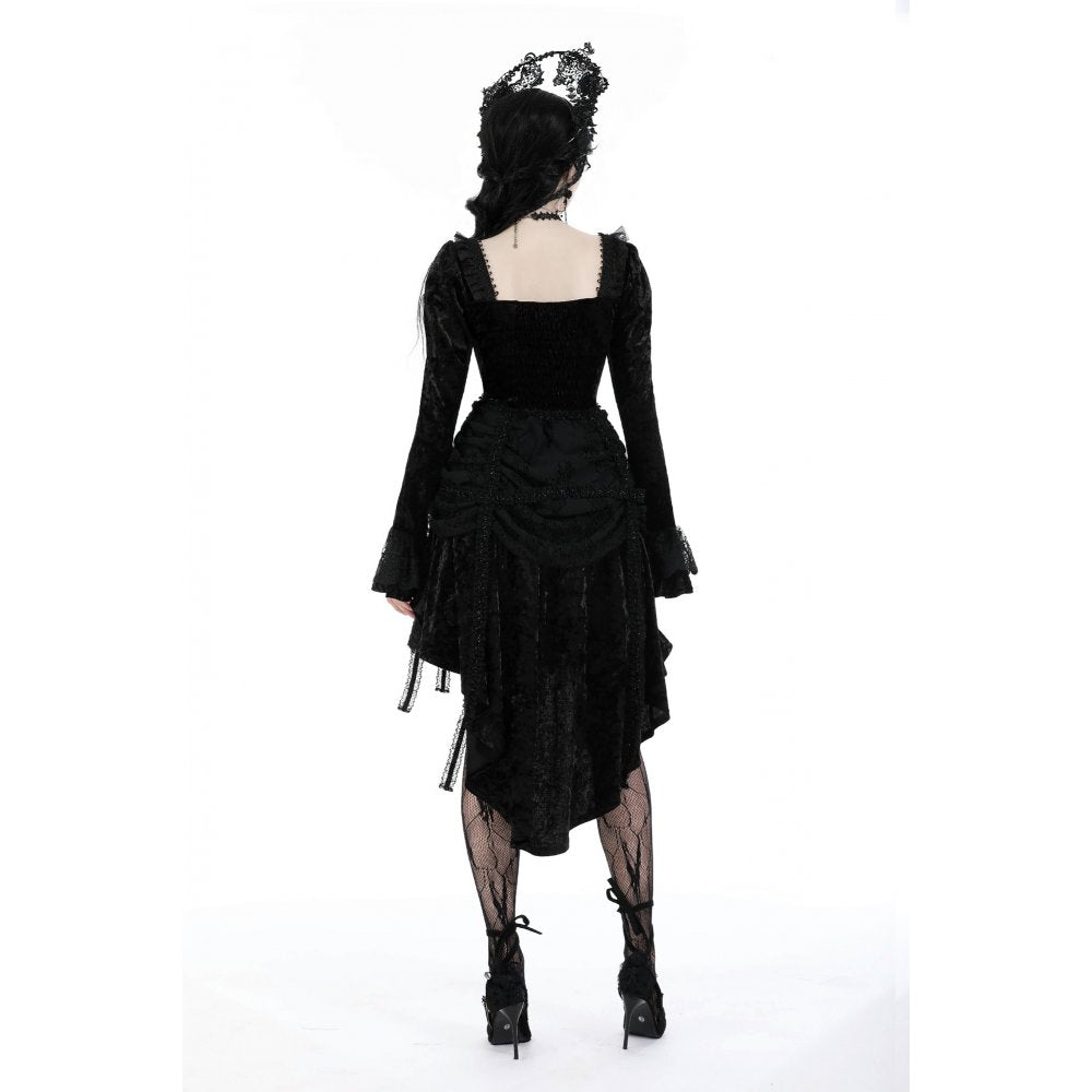 Dark in Love Annalise Gothic Velvet Dovetail Dress - Kate's Clothing