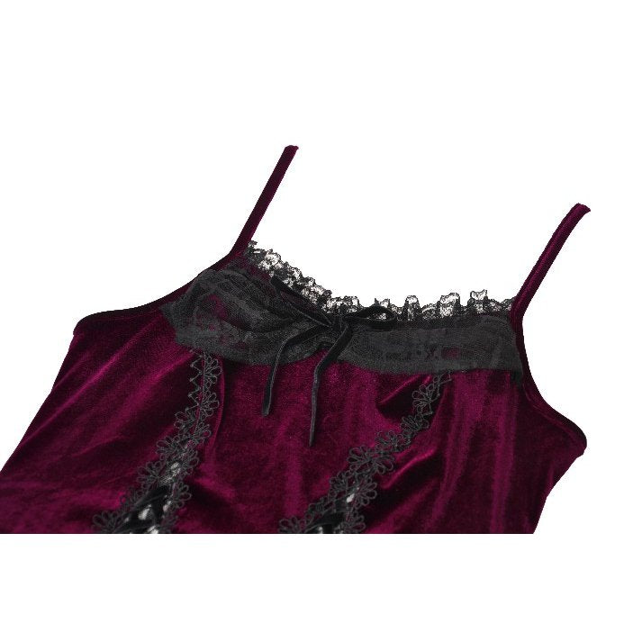 Dark in Love Serilda Velvet Lace Corset Top in Wine Red