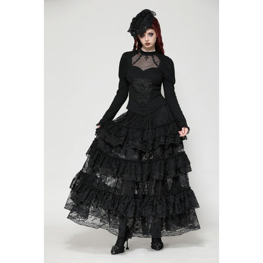 Dark in Love Avalon Gothic Embroidered Puff Sleeve Top - Kate's Clothing