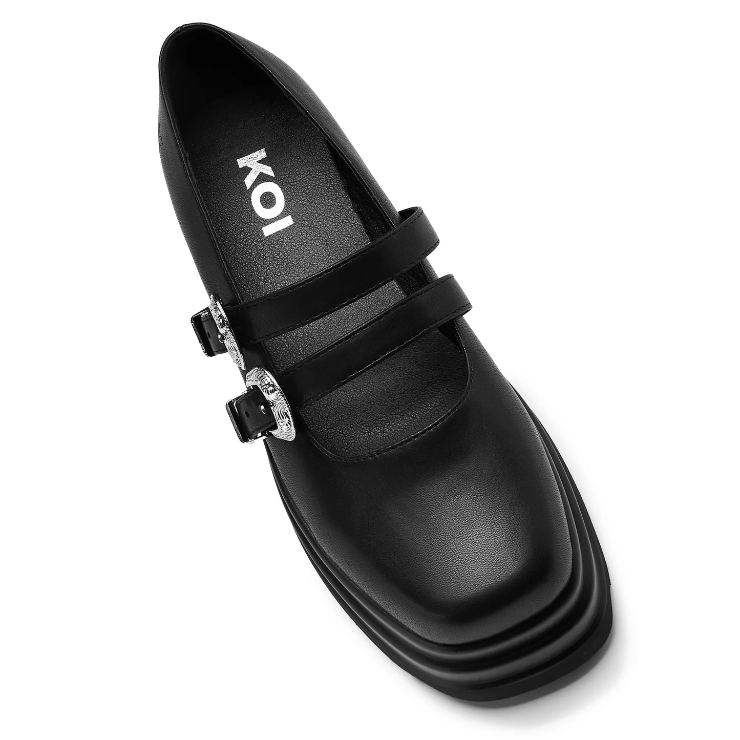 Koi Damona Trident Ornate Buckle Mary Janes Shoes in Black