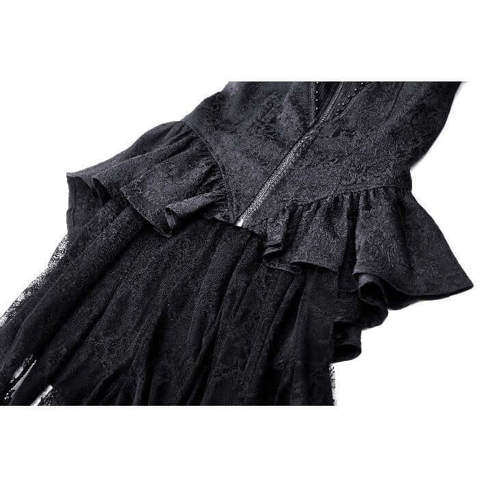 Dark in Love Felicity Gothic Lacey Zip Up Tailcoat Shirt - Kate's Clothing