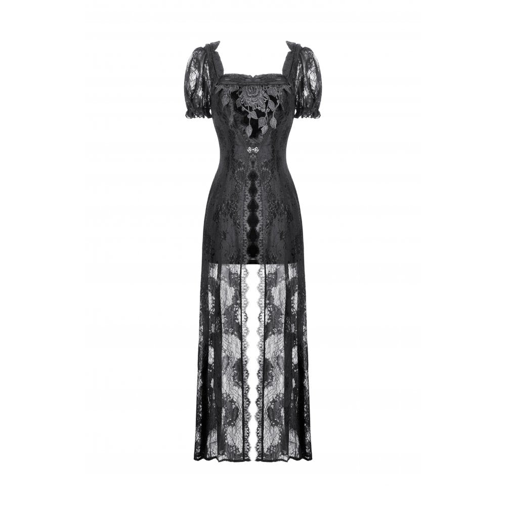 Dark in Love Morwenna Lace Gothic Maxi Dress in Black