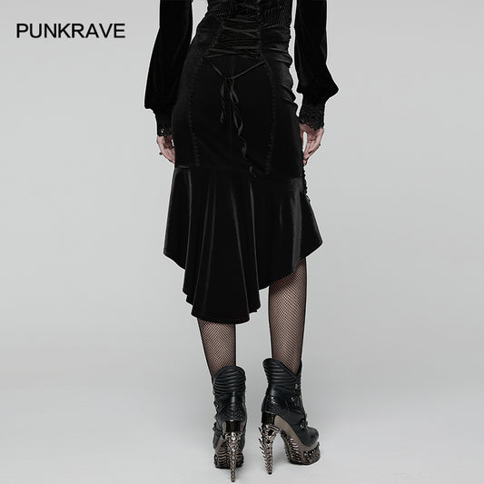 Punk Rave – Belladonna Goth Rose Fishtail Skirt