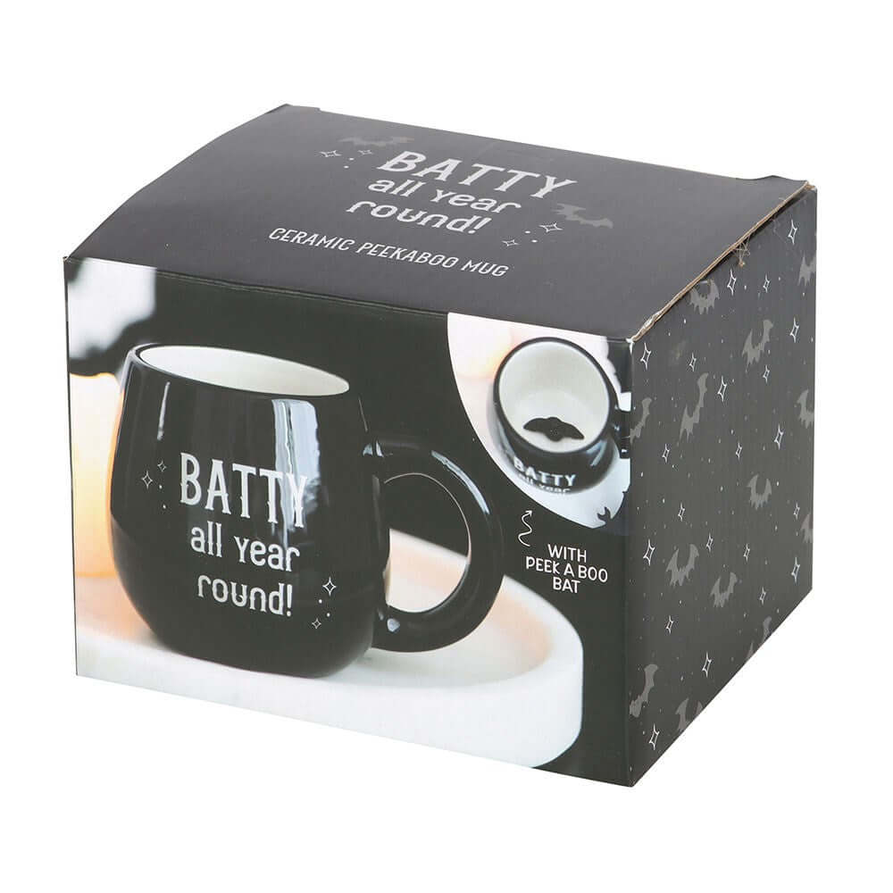 Gothic Gifts Batty All Year Round Rounded Peekaboo Mug - Kate's Clothing