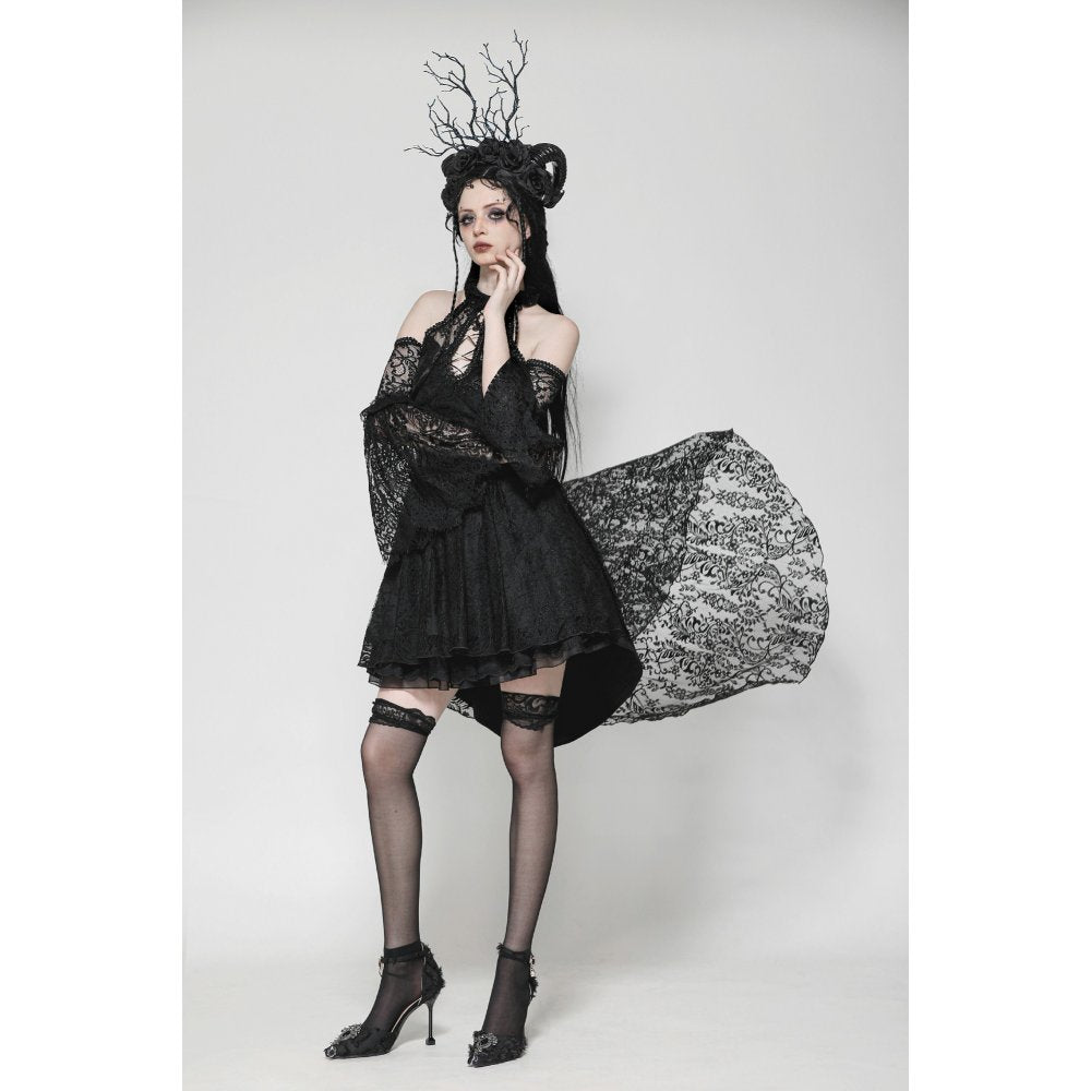 Dark in Love Gem Gothic Vine Lace Tail Dress - Kate's Clothing