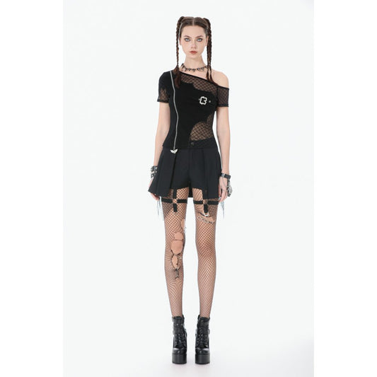 Dark in Love Punk Mesh Layered Skort Shorts