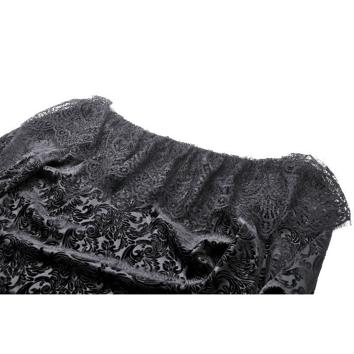 Dark in Love Romilly Lace Trimmed Jacquard Velvet Top - Kate's Clothing