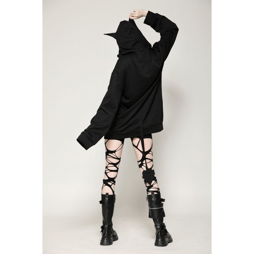 Dark in Love Hellbringer Oversized Hoodie with Tail and Bat Ears - Kate's Clothing