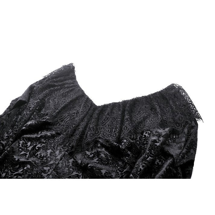 Dark in Love Romilly Lace Trimmed Jacquard Velvet Top - Kate's Clothing