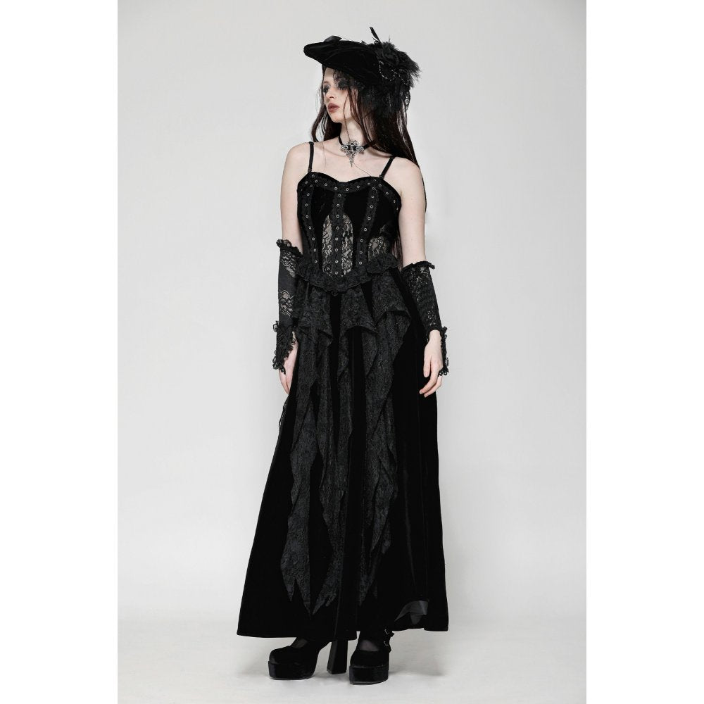 Dark in Love Fia Romantic Gothic Hollow Waist Maxi Dress - Kate's Clothing