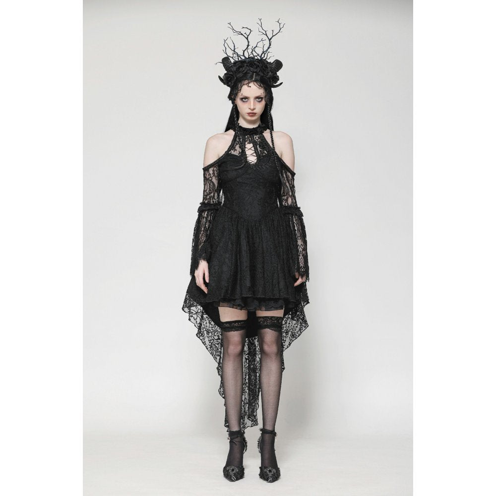 Dark in Love Gem Gothic Vine Lace Tail Dress - Kate's Clothing