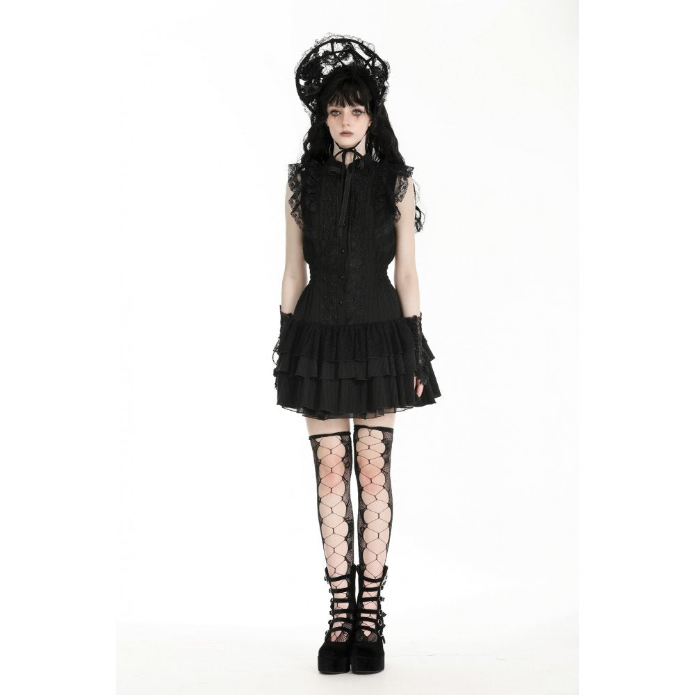 Dark in Love Diya Frilly Gothic Shirt Dress - Kate's Clothing