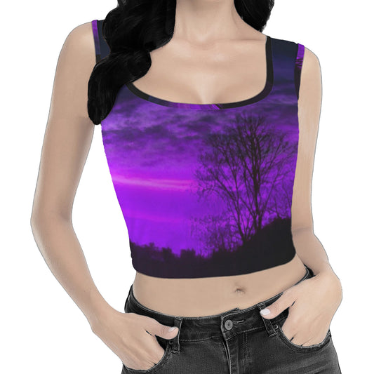 ANTIBrand 1999 artwork goth crop top with purple twilight print